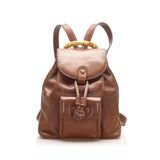 Gucci Bamboo Drawstring Leather Backpack (22401)