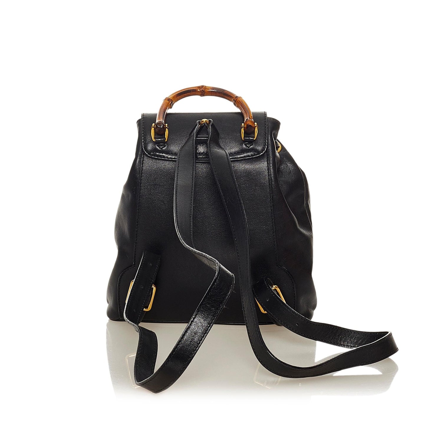 Gucci Bamboo Drawstring Leather Backpack (33985)