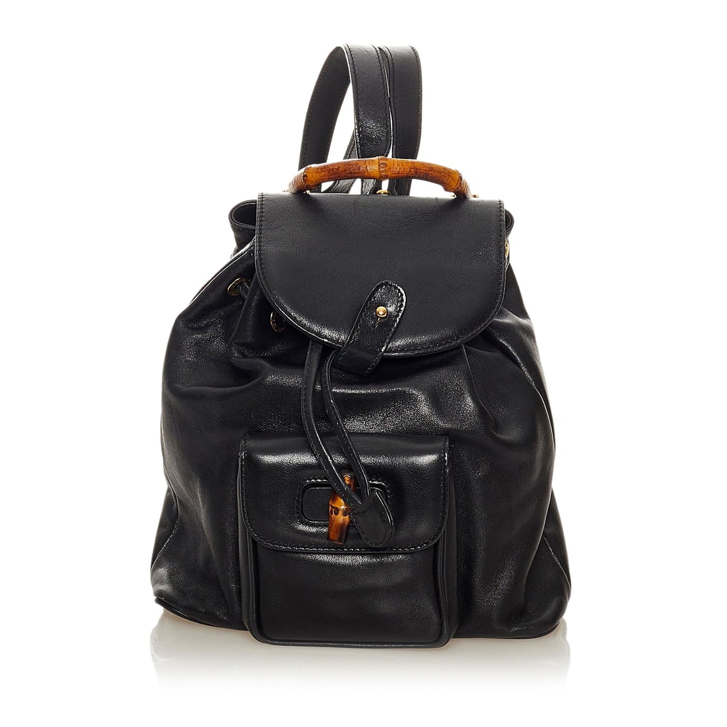 Gucci Bamboo Drawstring Leather Backpack (33985)