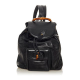 Gucci Bamboo Drawstring Leather Backpack (33985)