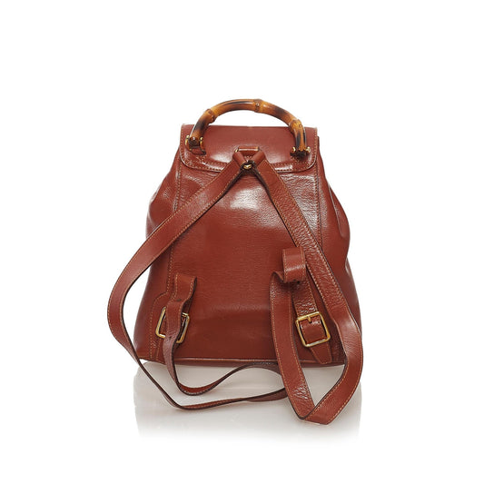 Gucci Bamboo Drawstring Leather Backpack (34099)