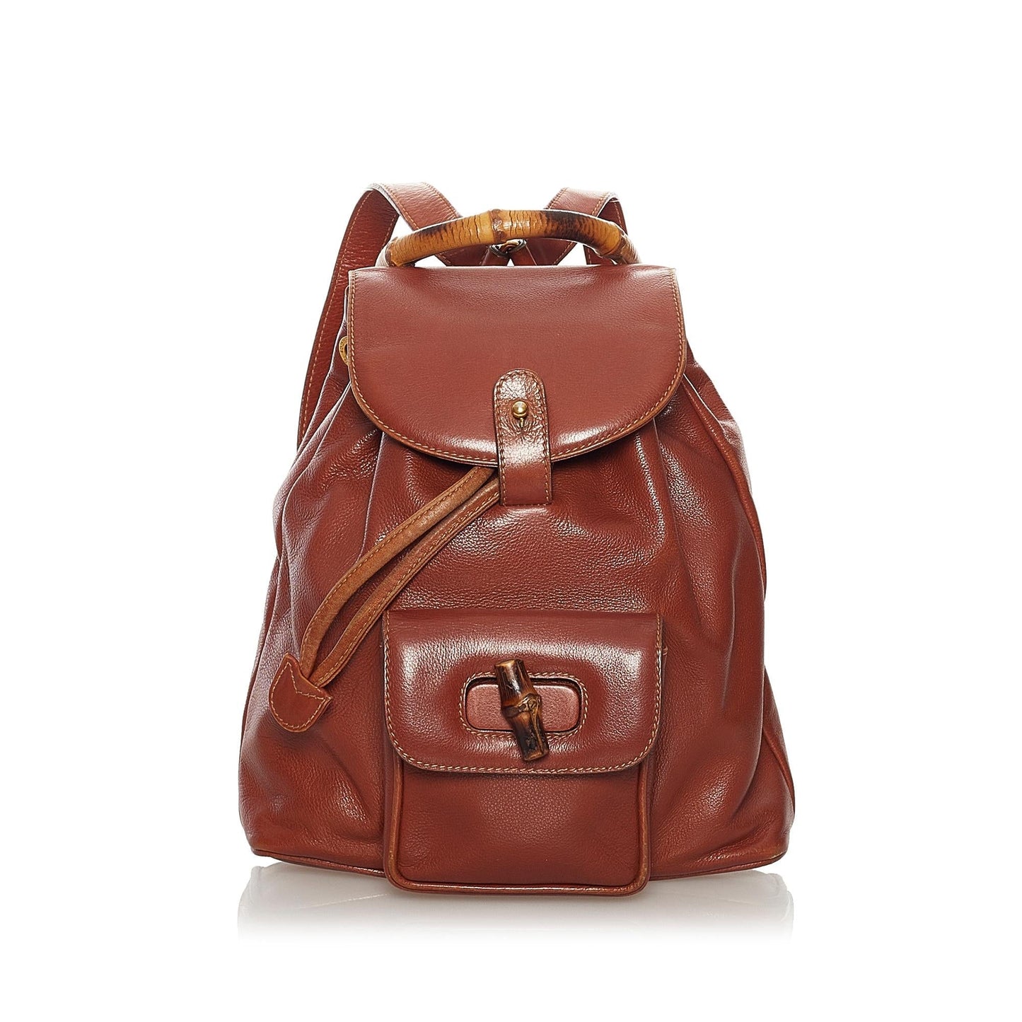 Gucci Bamboo Drawstring Leather Backpack (34099)