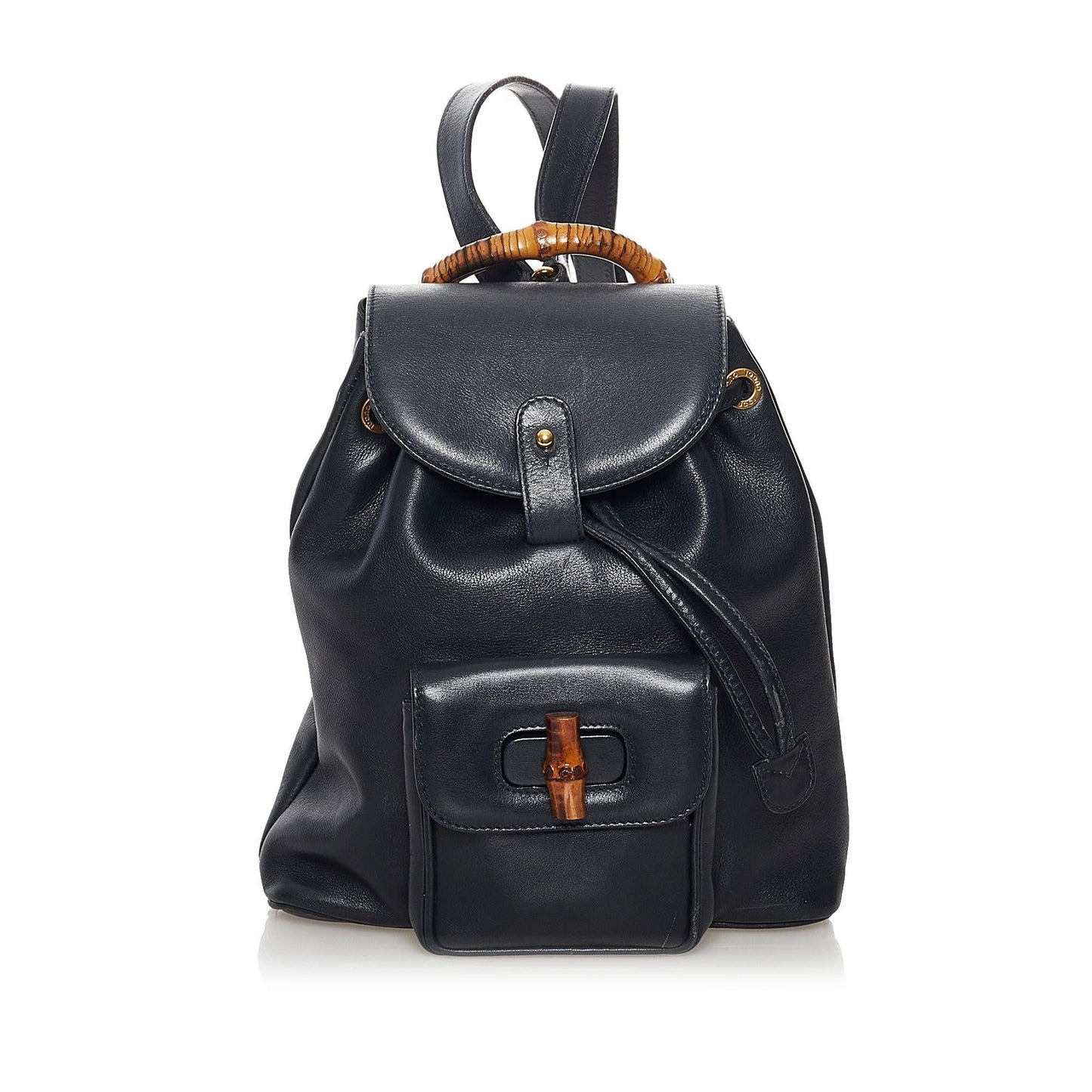 Gucci Bamboo Drawstring Leather Backpack (34142)