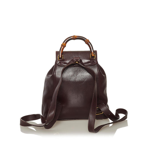 Gucci Bamboo Drawstring Leather Backpack (34969)