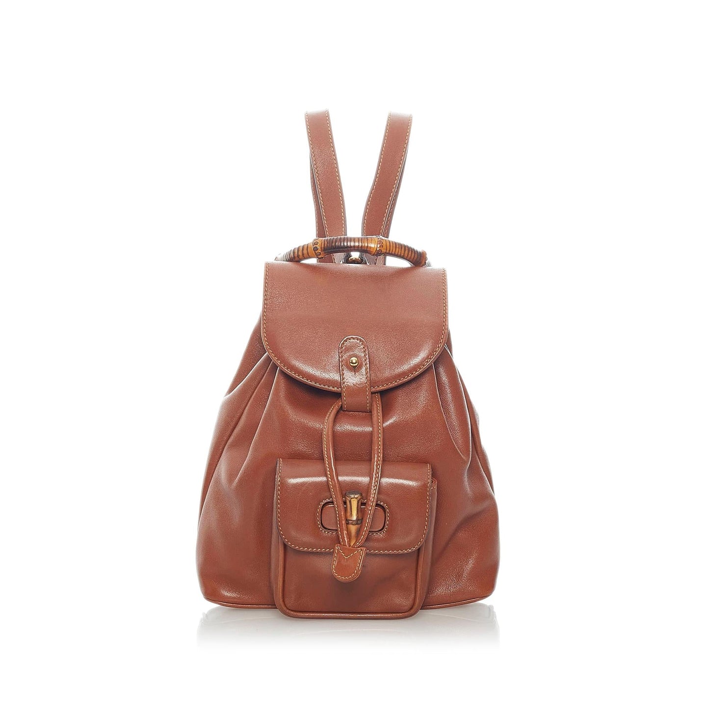 Gucci Bamboo Drawstring Leather Backpack (36155)