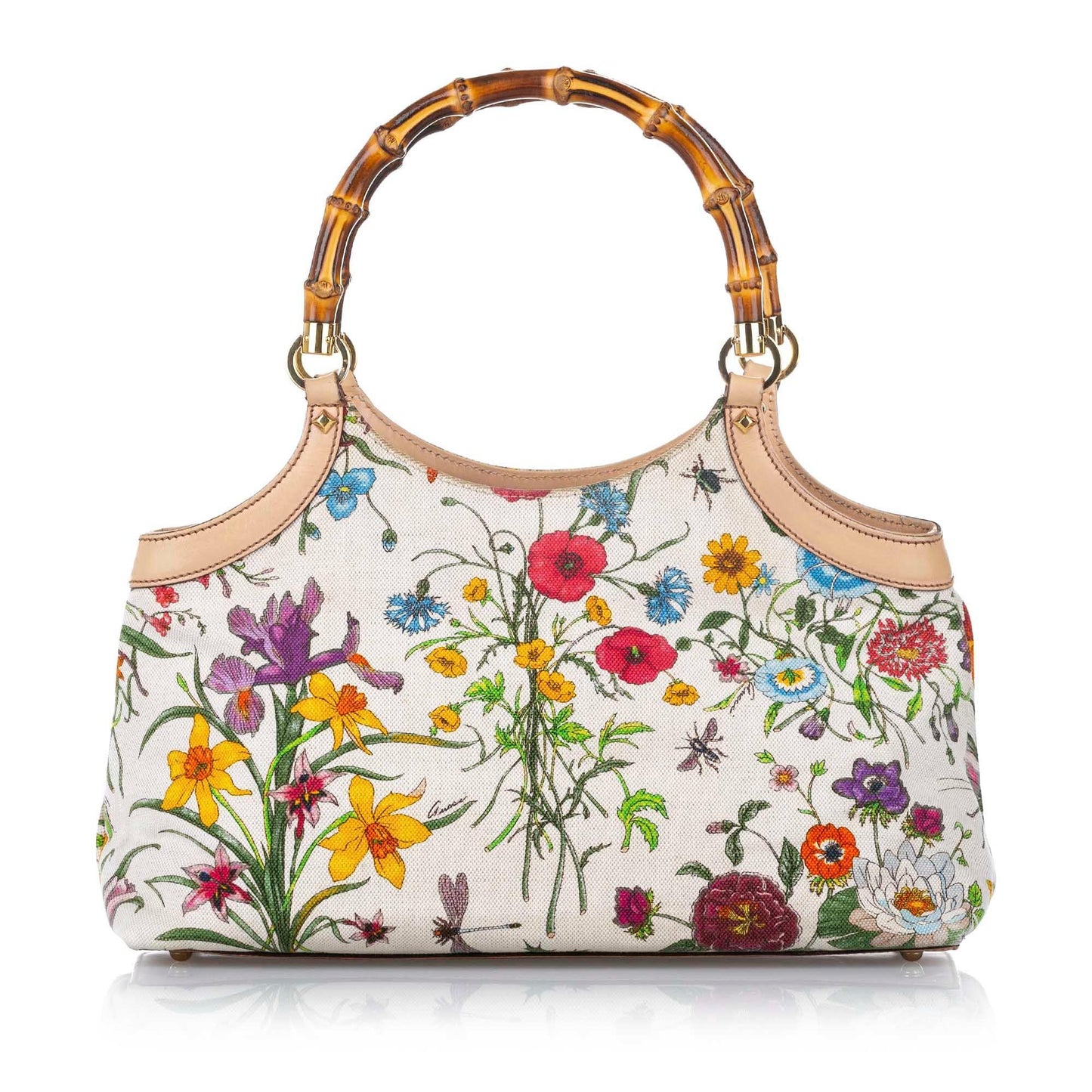 Gucci Bamboo Flora Canvas Handbag (17799)