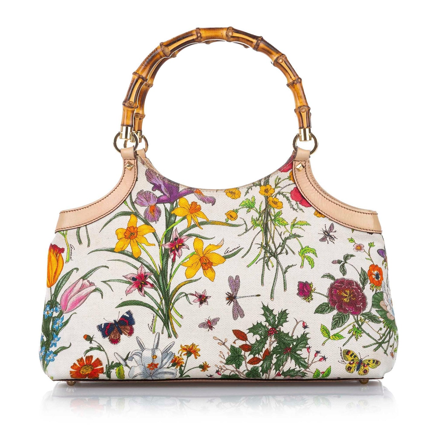 Gucci Bamboo Flora Canvas Handbag (17799)