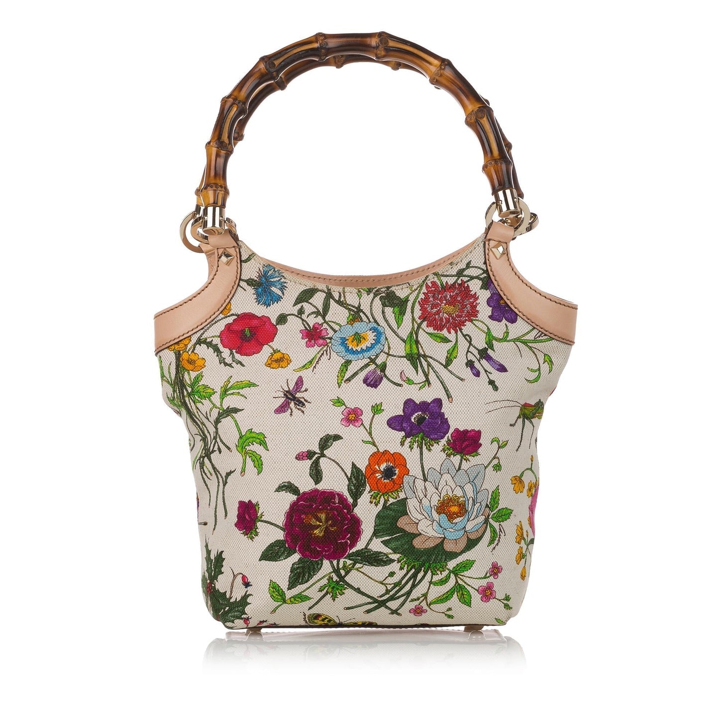 Gucci Bamboo Flora Canvas Handbag (31128)