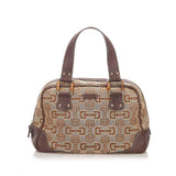 Gucci Bamboo Horsebit Canvas Handbag (31684)