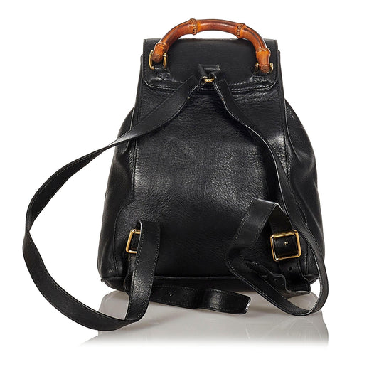 Gucci Bamboo Leather Drawstring Backpack (21546)