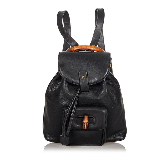 Gucci Bamboo Leather Drawstring Backpack (21546)