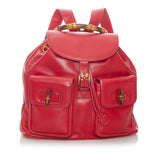 Gucci Bamboo Leather Drawstring Backpack (SHG-32864)