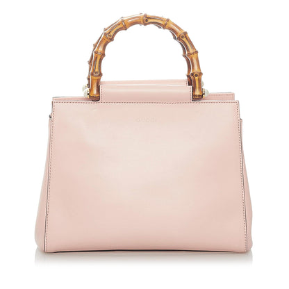 Gucci Bamboo Nymphaea Leather Satchel (SHG-32096)