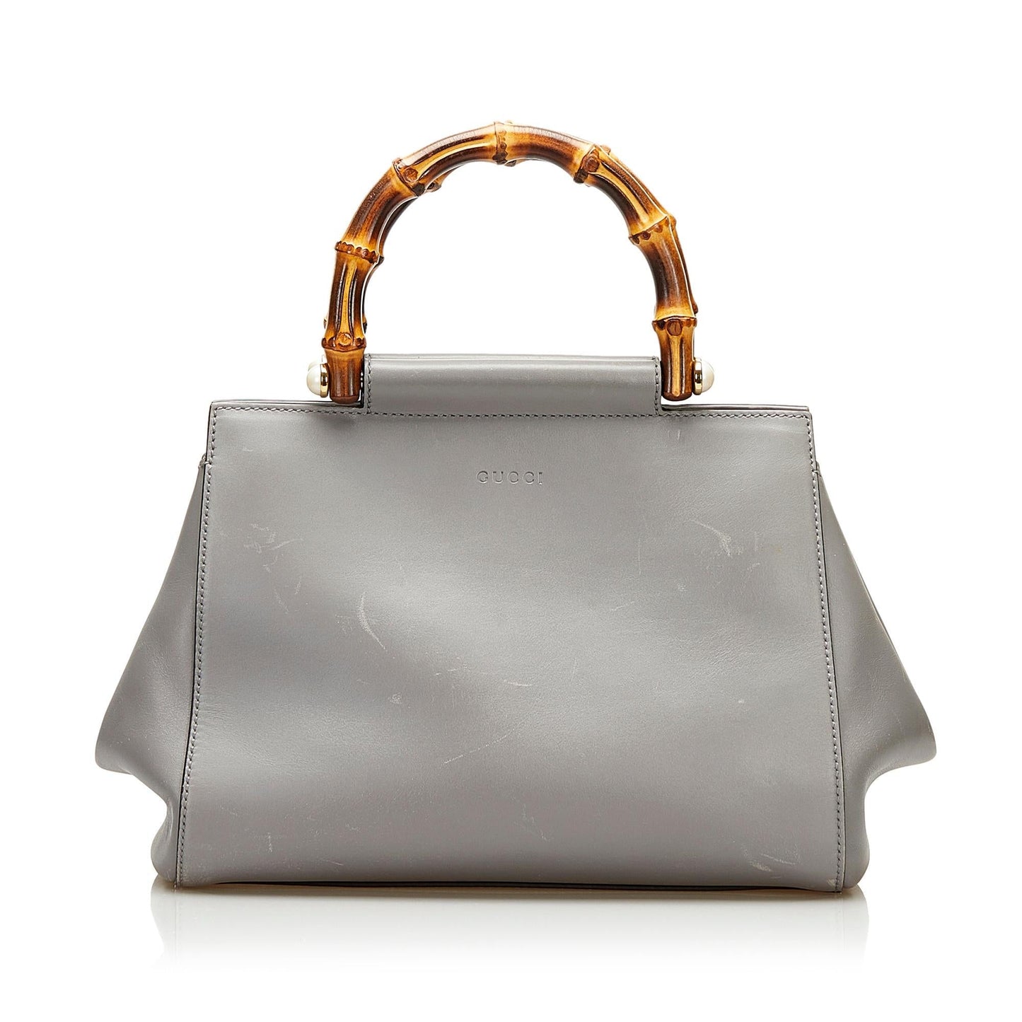 Gucci Bamboo Nymphaea Leather Satchel (35575)