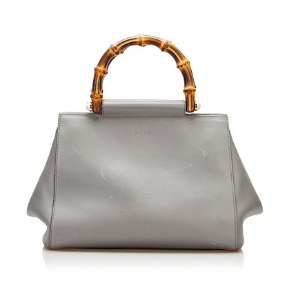 Gucci Bamboo Nymphaea Leather Satchel (35575)