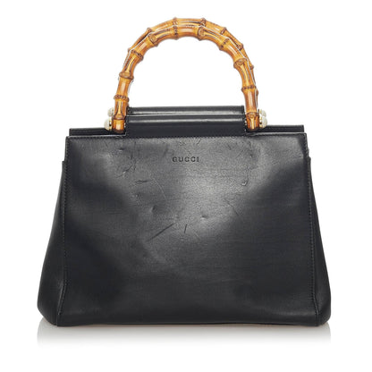 Gucci Bamboo Nymphaea Leather Satchel (37325)