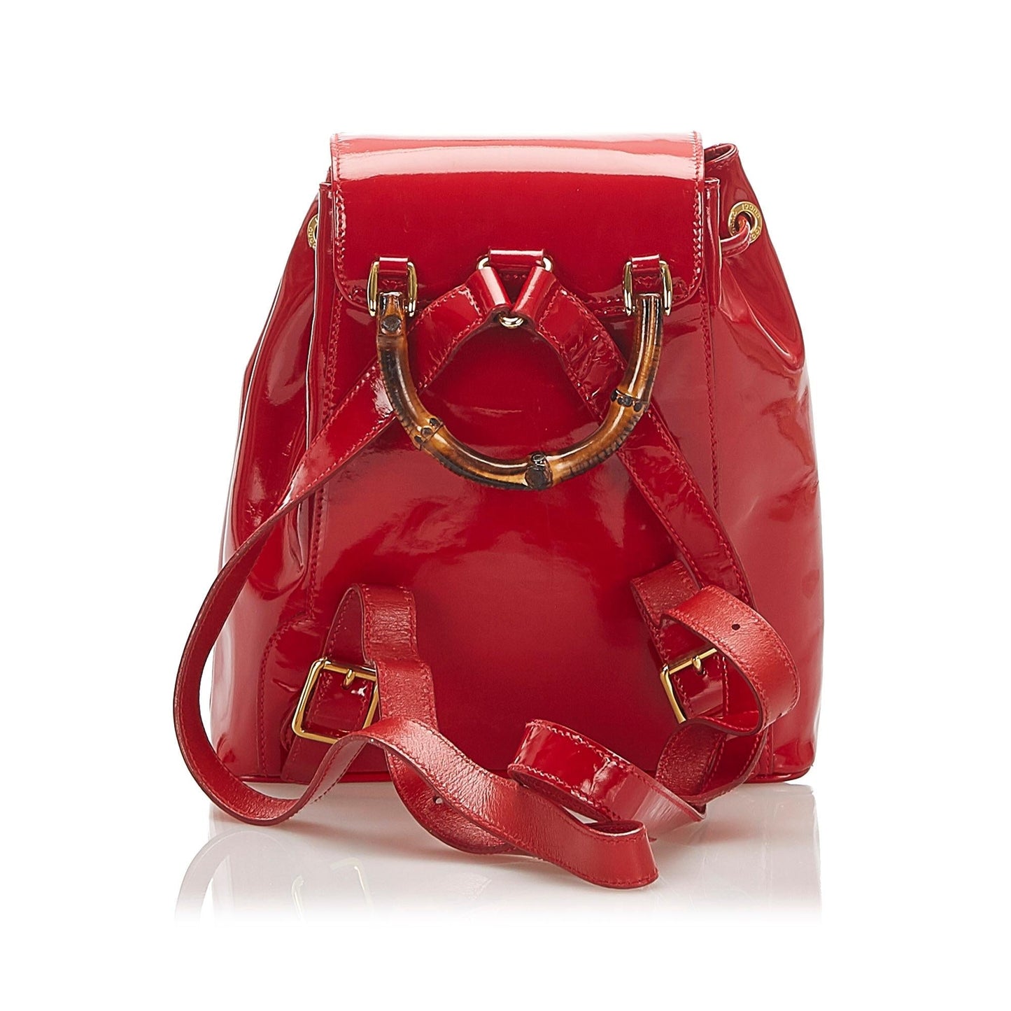 Gucci Bamboo Patent Leather Drawstring Backpack (22346)