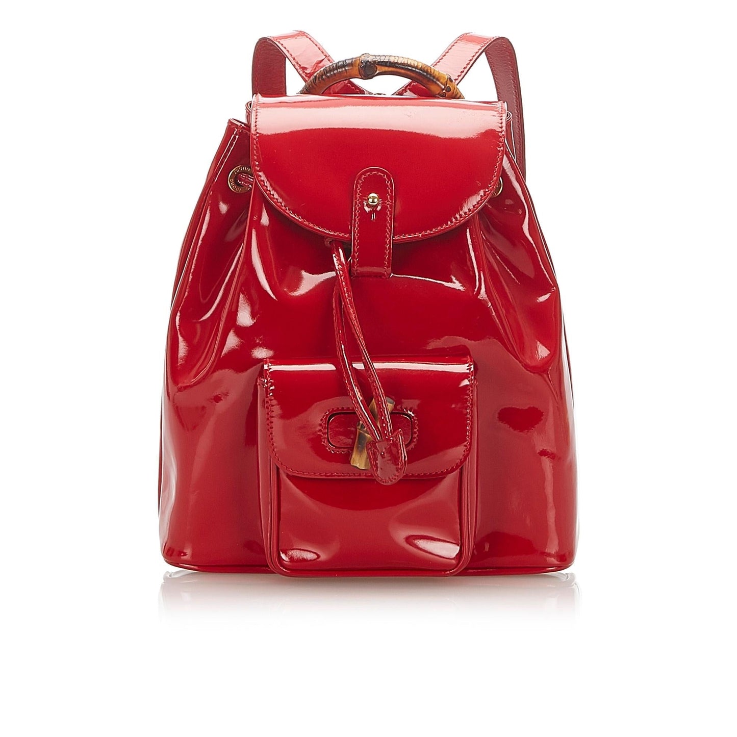 Gucci Bamboo Patent Leather Drawstring Backpack (22346)
