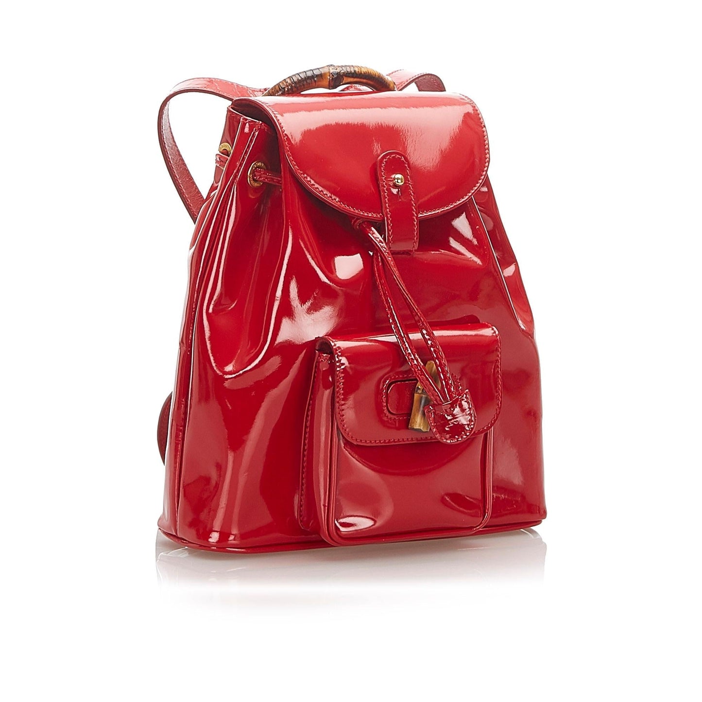 Gucci Bamboo Patent Leather Drawstring Backpack (22346)