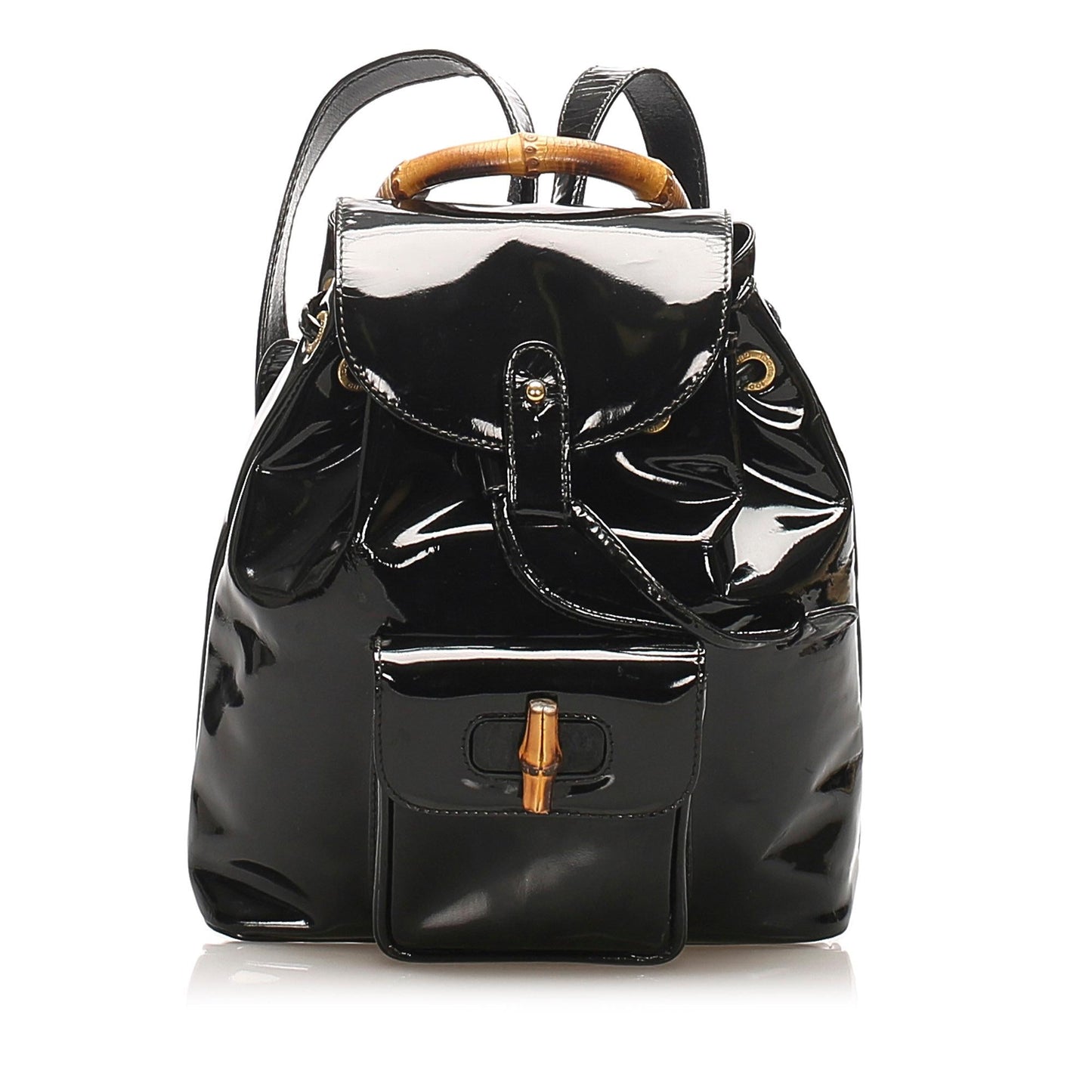 Gucci Bamboo Patent Leather Drawstring Backpack (32189)
