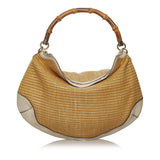 Gucci Bamboo Peggy Raffia Hobo Bag (33489)