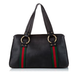 Gucci Bamboo Ring Web Leather Tote Bag (SHG-31198)
