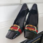 GUCCI BAMBOO WEB SQUARE TOE PUMPS