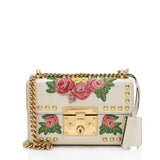 Gucci Calfskin Embroidered Padlock Small Shoulder Bag (SHF-IvAfyD)