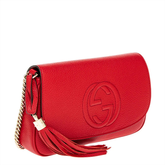 GUCCI PEBBLED CALFSKIN LEATHER MEDIUM SOHO CHAIN BAG