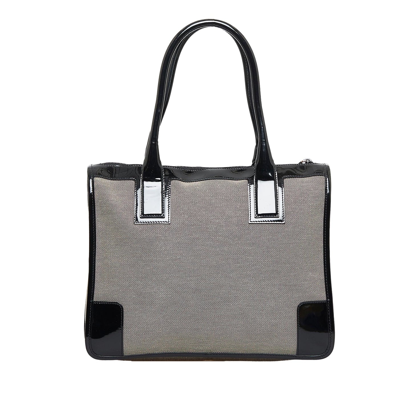 Gucci Canvas and Patent Leather Trimmed Handbag (E8ID83)