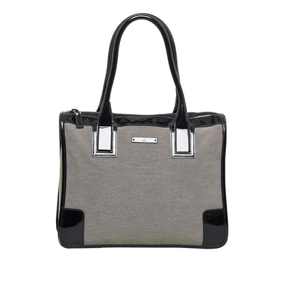Gucci Canvas and Patent Leather Trimmed Handbag (E8ID83)