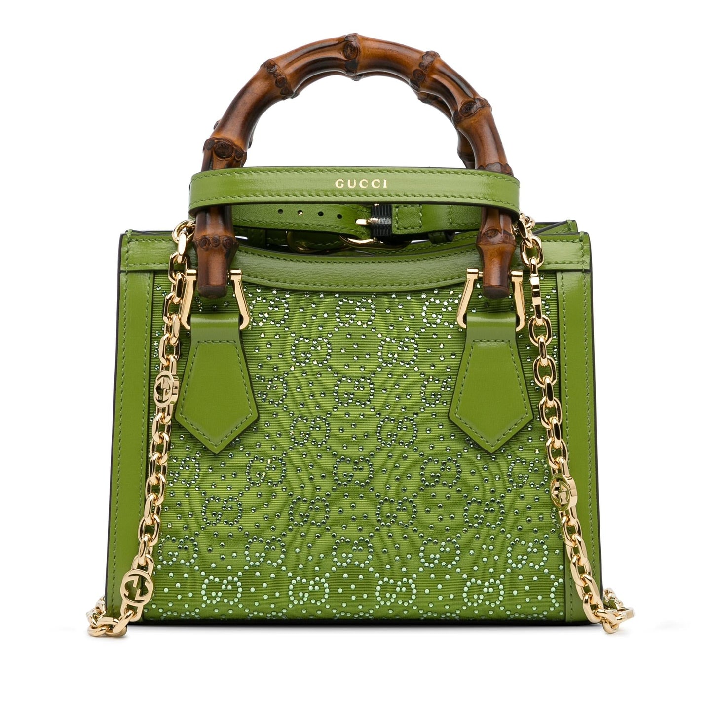 Gucci Crystal Embellished GG Canvas Mini Diana (wT7IXI)