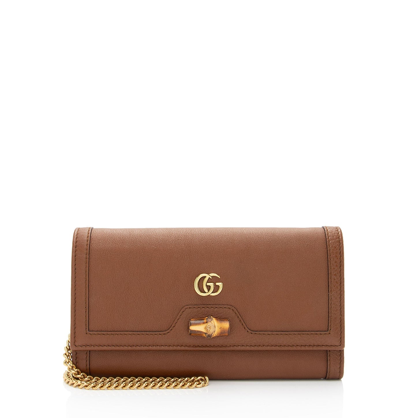 Gucci Leather Bamboo Diana Chain Wallet (SHF-bkBLXN)