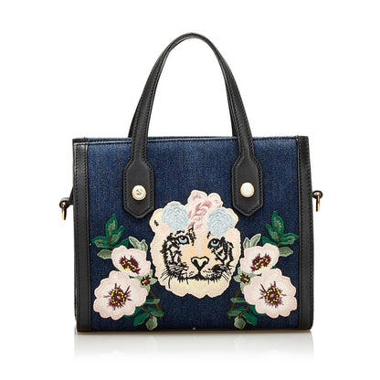 Gucci Denim Tiger Pearl Tote (35954)