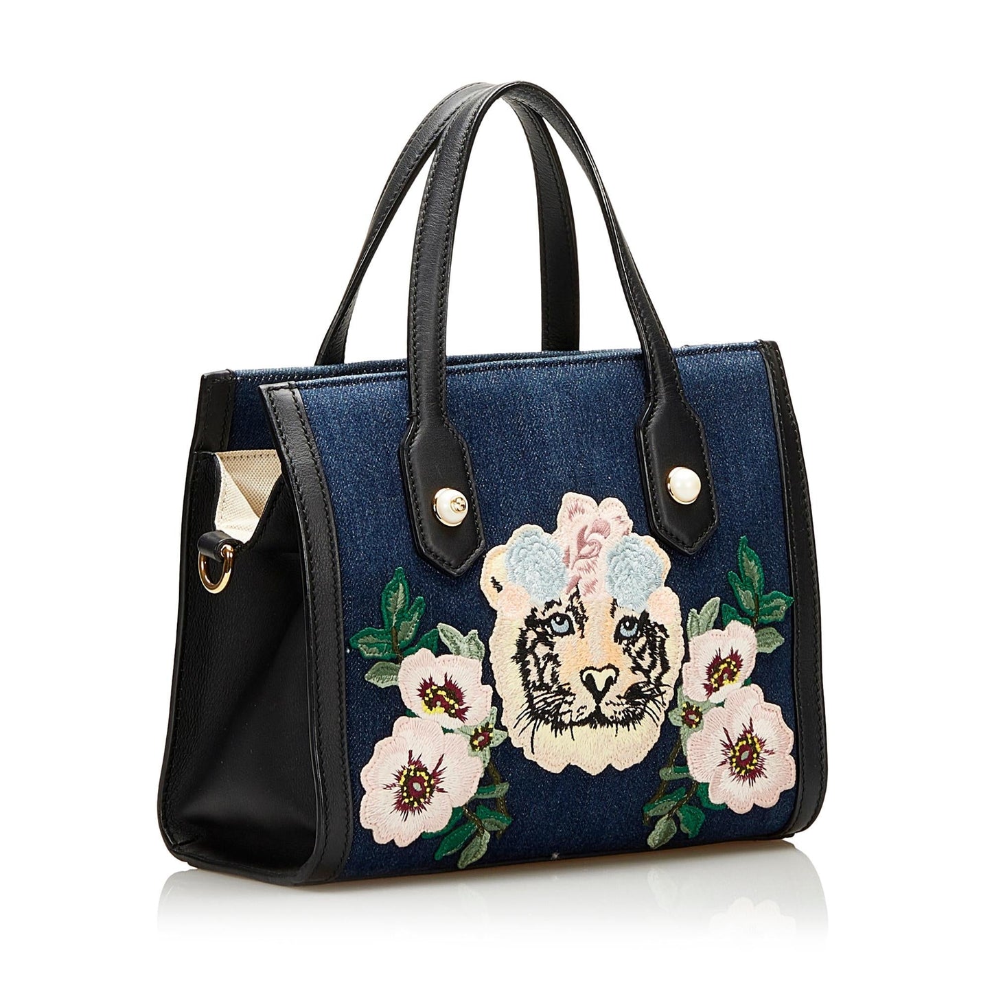 Gucci Denim Tiger Pearl Tote (35954)
