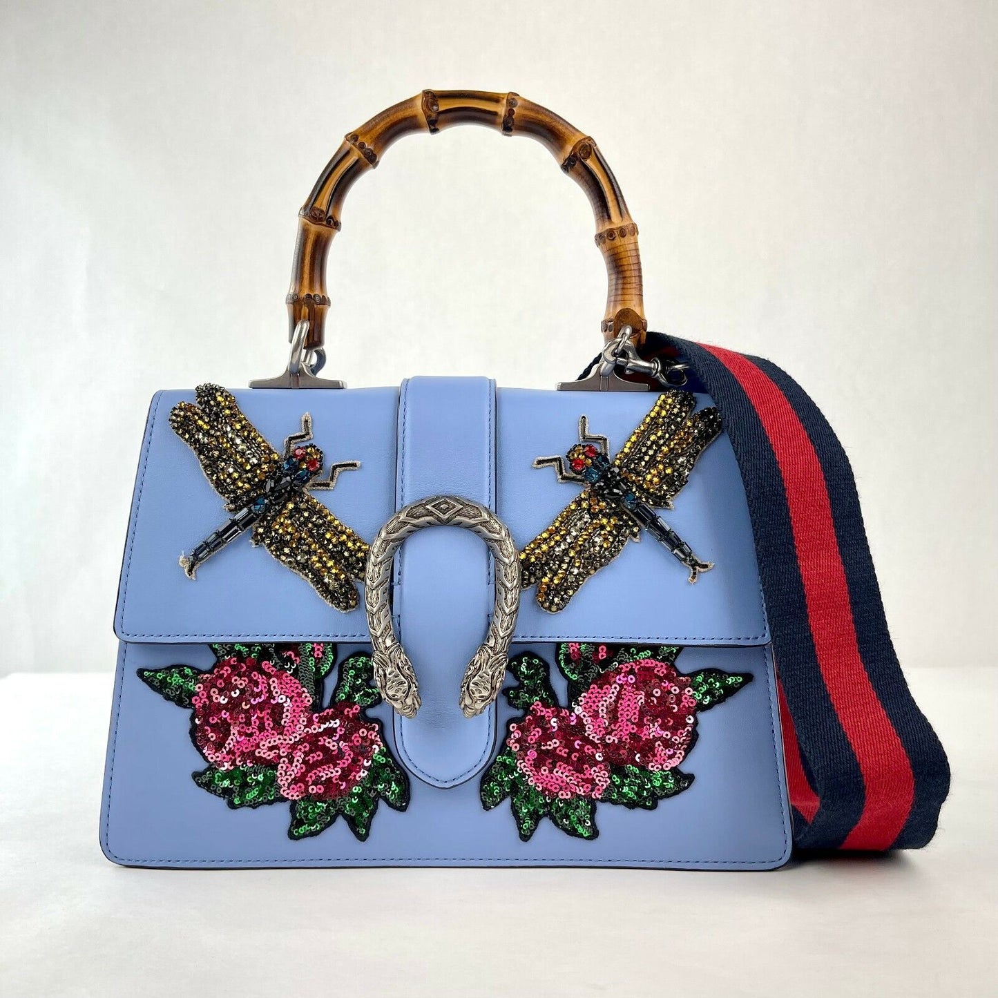 GCI CALFSKIN BAMBOO WEB DIONYSUS TOP HANDLE BAG
