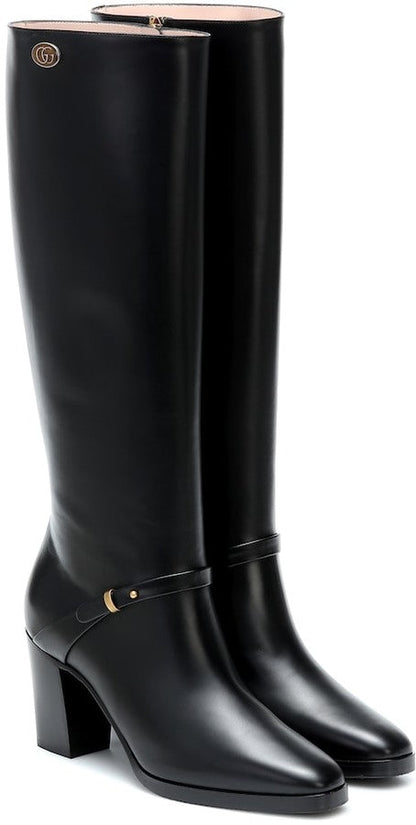 GUCCI ROSIE DOUBLE G LEATHER KNEE HIGH BOOTS