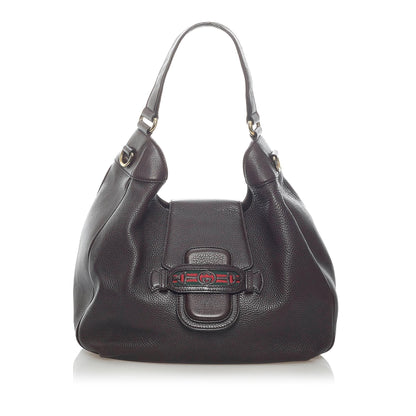 Gucci Dressage Web Leather Satchel Bag (33516)