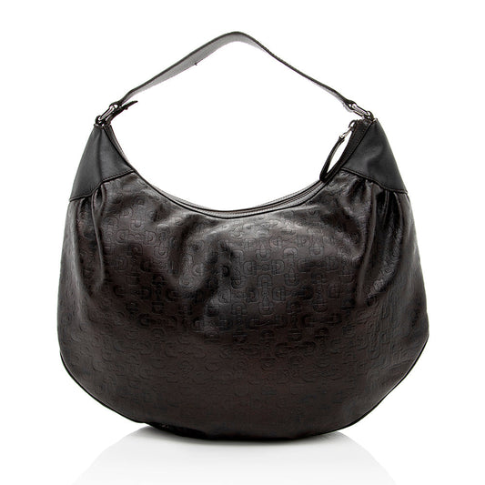Gucci Embossed Leather Horsebit Large Hobo - FINAL SALE (SHF-19047)