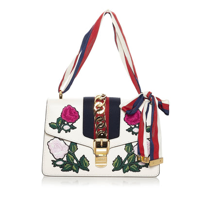 Gucci Embroidered Sylvie Leather Shoulder Bag (33807)