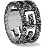 GUCCI ENGRAVED BURNISHED STERLING SILVER RING