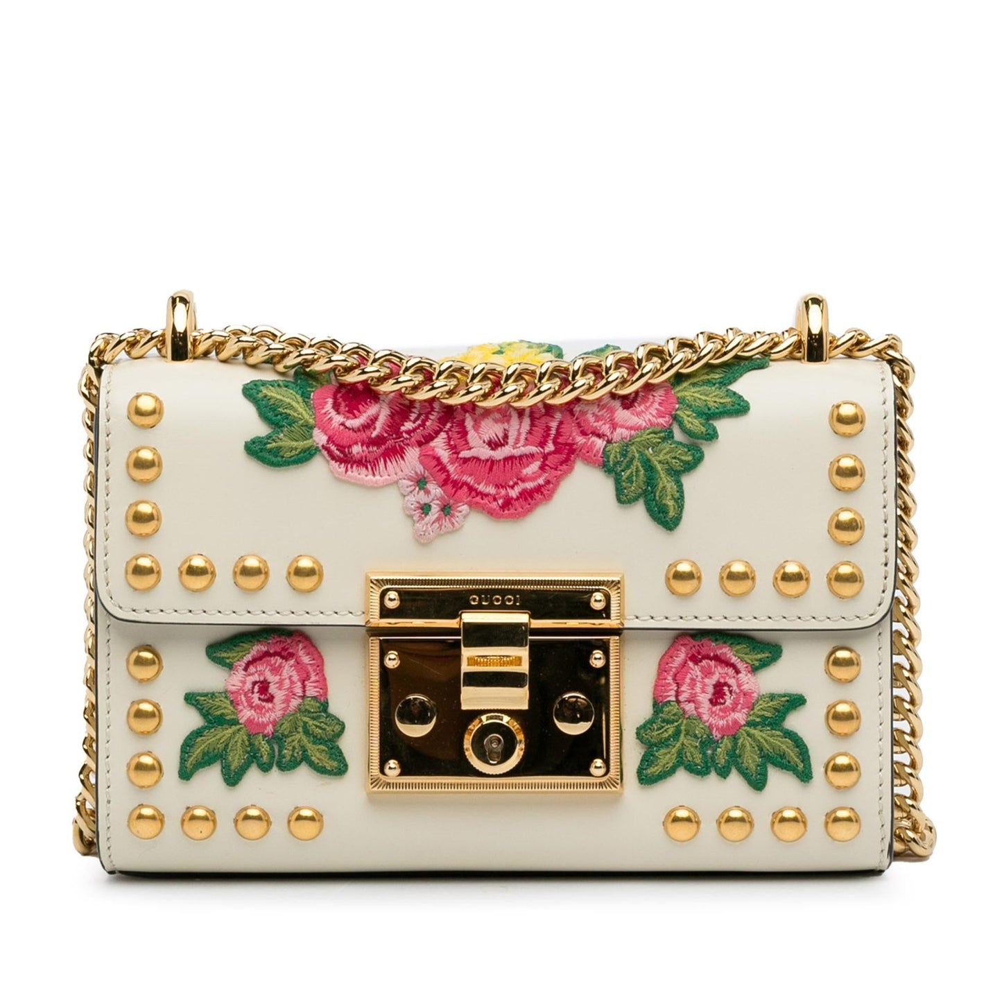 Gucci Floral Studded Padlock Shoulder Bag (0r94kw)