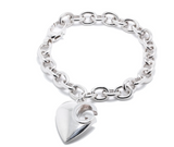 GUCCI G HEART CHARM SILVER BRACELET