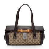 Gucci GG Canvas Bamboo Bullet Medium Satchel (SHF-6OHkiG)