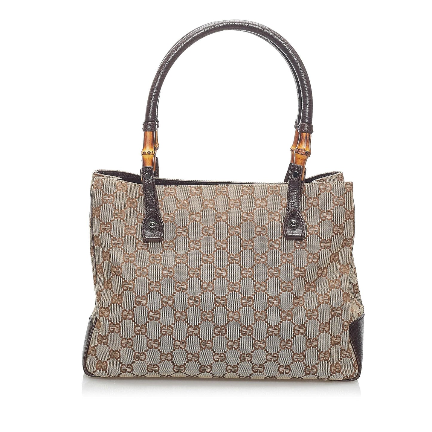 Gucci GG Canvas Bamboo Handbag (34105)