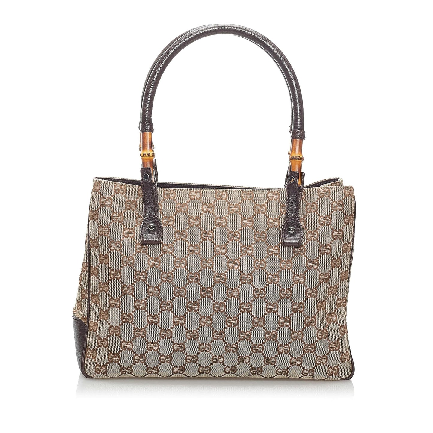 Gucci GG Canvas Bamboo Handbag (34105)