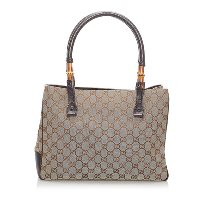 Gucci GG Canvas Bamboo Handbag (34105)