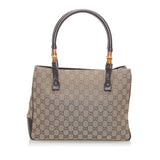 Gucci GG Canvas Bamboo Handbag (34105)
