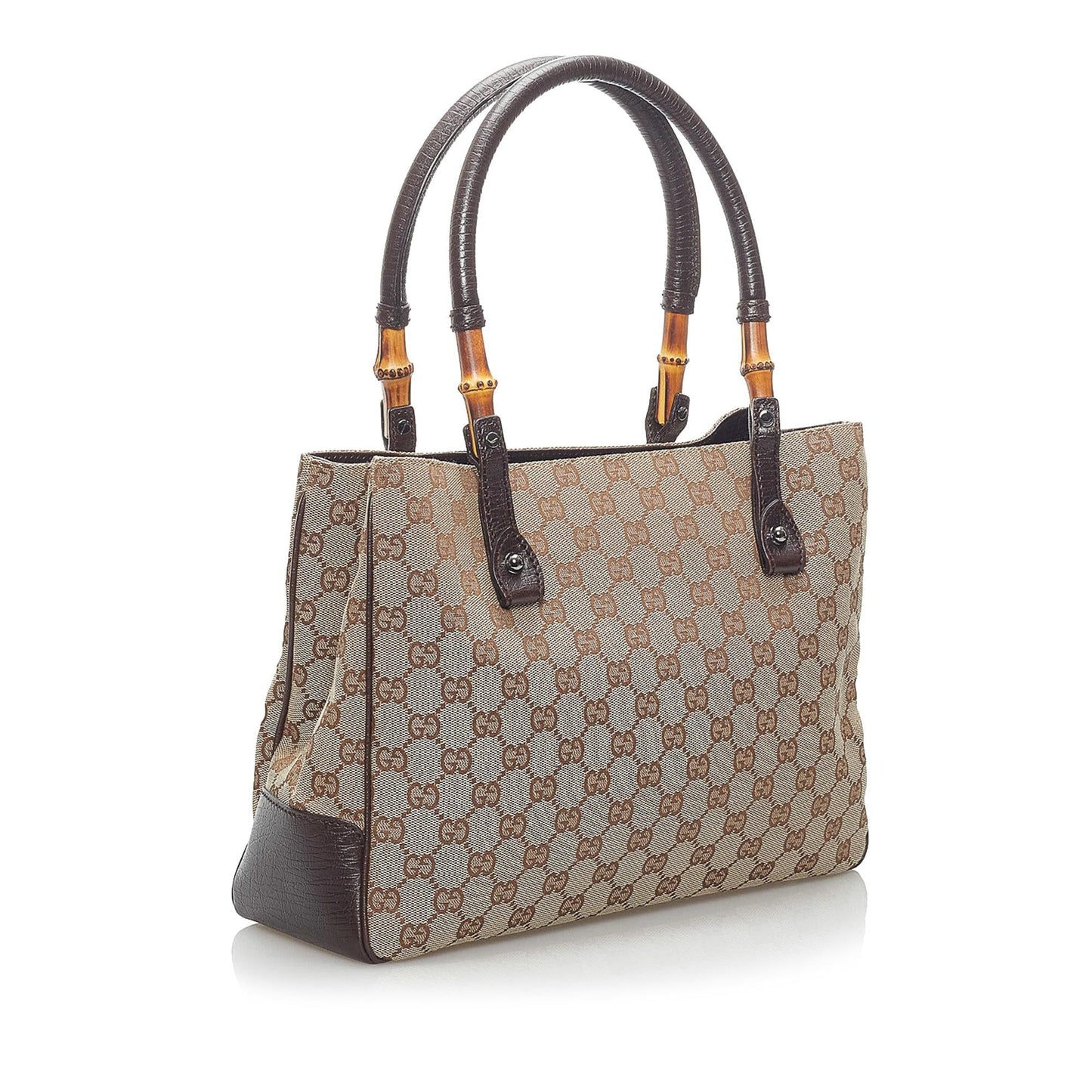 Gucci GG Canvas Bamboo Handbag (34105)