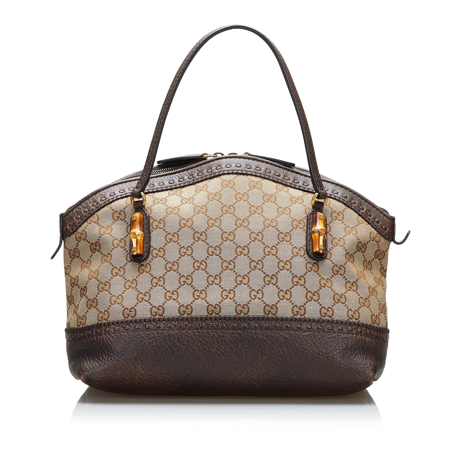 Gucci GG Canvas Bamboo Laidback Crafty Handbag (tR7vbL)